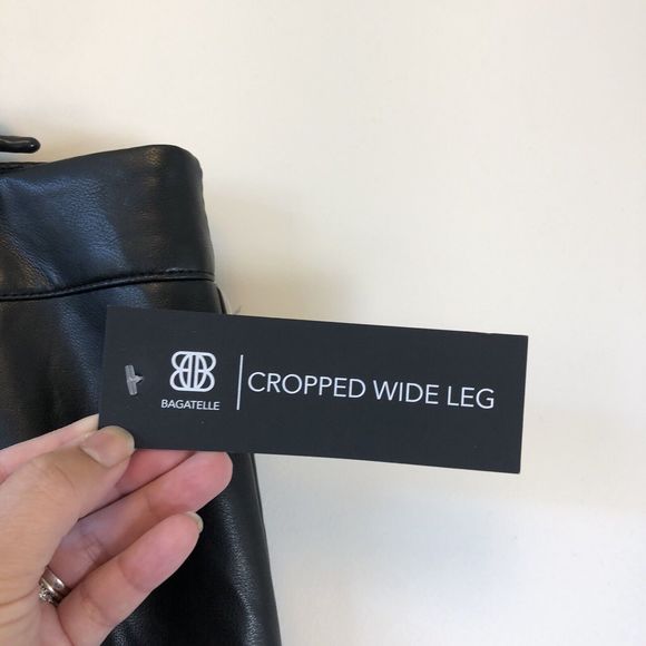 Bagatelle Wide Leg High Waisted Cropped Faux Leather Trouser Black XL NWT’s - Picture 7 of 13